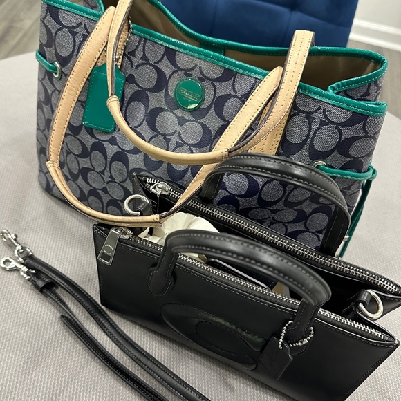 Coach Blue Tote Bag and black crossbody bundle-preowned condition - Picture 1 of 16